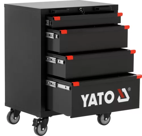 YATO Szerszámkocsi 4 fiókkal, 635 × 457 × 840 mm, golyóscsapágyas fióksínekkel (YT-08963)