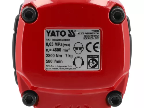 YATO Pneumatikus ütvecsavarozó 3/4”, 2800 Nm, Twin Hammer (YT-09580)