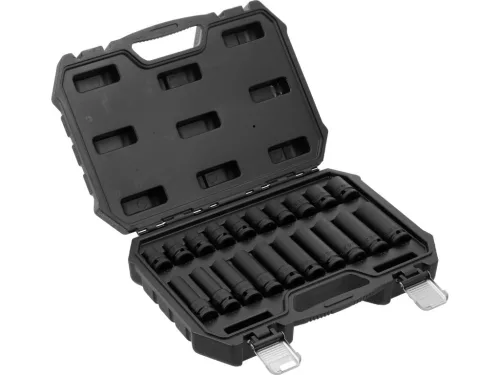 YATO Gépi dugókulcs készlet 1/2” pneumatikus és elektromos ütvecsavarozóhoz, 10–19 mm, 20 részes (YT-10256)