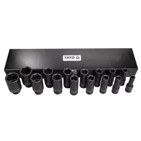   YATO Hosszú gépi dugókulcs készlet pneumatikus ütvecsavarozóhoz 1/2”, 10–32 mm, CrMo, 15 részes (YT-1055)