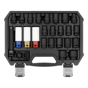   YATO Gépi dugókulcs készlet pneumatikus ütvecsavarozóhoz 1/2”, 10–24 mm, Torx és kerékcsavar dugókulcsokkal, 24 részes (YT-10569)