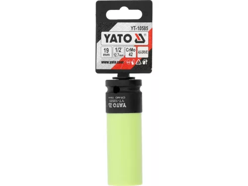 YATO Ütvecsavarozó kerékcsavar dugókulcs 19 mm, 1/2", 85 mm, alufelnihez (YT-10585)