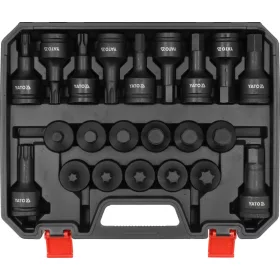   YATO Ütvecsavarozó bitdugókulcs készlet 3/4” meghajtással, HEX és Torx, 55–100 mm, 22 részes (YT-10656)