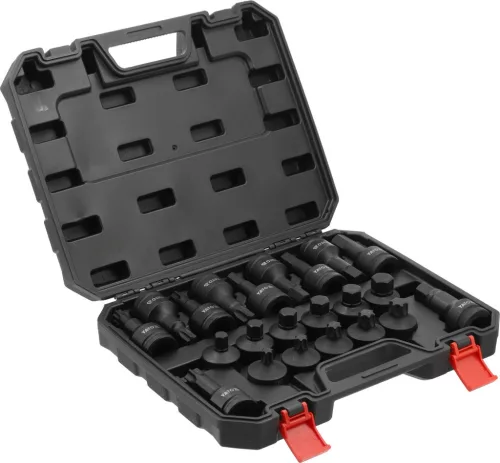 YATO Ütvecsavarozó bitdugókulcs készlet 3/4” meghajtással, HEX és Torx, 55–100 mm, 22 részes (YT-10656)