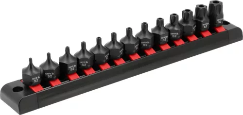YATO TORX gépi bitfej készlet ütvecsavarozóhoz 3/8”, T10–T70, 13 részes, S2 / CrMo (YT-10668)