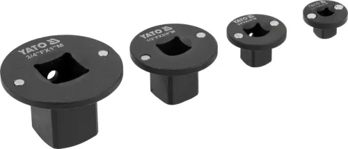 YATO Ütvecsavarozó adapter készlet négyszöghajtáshoz, 1/4”–1”, rövid, 4 részes, CrMo (YT-10673)