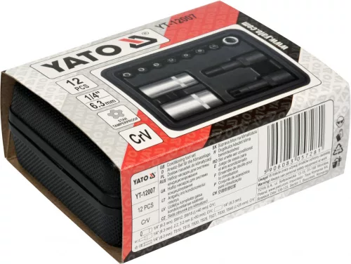 YATO Dugókulcs és bit készlet autóklíma szelepekhez 1/4”, 12 részes (YT-12007)