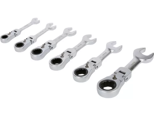 YATO Rövid csuklós racsnis csillag-villáskulcs készlet 8–17 mm, 6 részes (YT-16977)