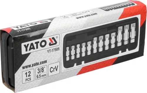 YATO Nyitott dugókulcs készlet 3/8”, 8–19 mm, 12 részes (YT-17505)