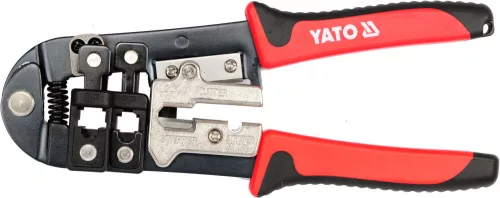 YATO Krimpelő fogó 215 mm UTP hálózati (RJ45) és telefon (RJ11, RJ12) csatlakozóhoz (YT-22422)
