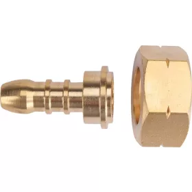   YATO Gázpalack csatlakozó tömlőcsonkkal, sárgaréz, 21,8 mm balmenet, 9–10 mm-es gáztömlőhöz (YT-36803)
