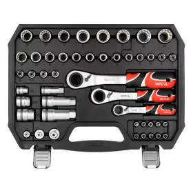   YATO Átmenő dugókulcs készlet 47 részes, 1/4”, 3/8” és 1/2”, hosszú csavarokhoz (YT-38651)