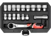 YATO NYITOTT DUGÓKULCS KÉSZLET 17 RÉSZES 3/8", 1/2" SPLINE (YT-38653)