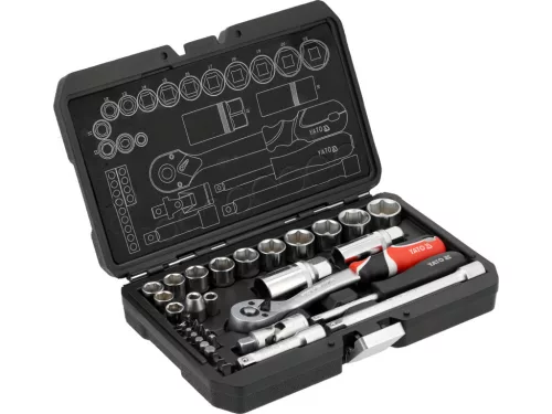 YATO Szerszámkészlet 34 db-os, 1/4", 3/8" hajtószár (YT-38700)