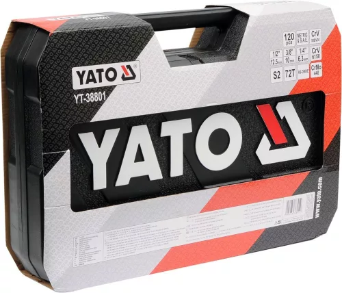 YATO Dugókulcs készlet 120 részes 1/2" 20-32, 1/4" 4-13, 3/8" 9-17 profi CrV S2 (YT-38801)