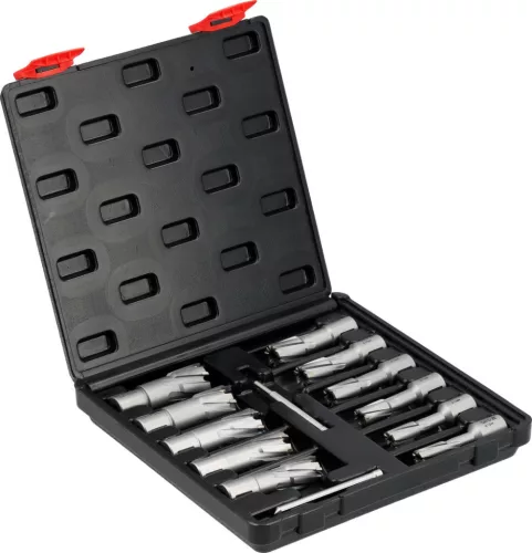 YATO Koronafúró készlet mágneses fúrógéphez, TCT, Weldon, 12–27 mm, 13 részes (YT-43413)