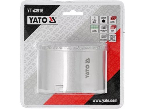 YATO Volfrámkarbid szemcsés lyukfűrész falazathoz és kerámiához, 103 mm (YT-43916)