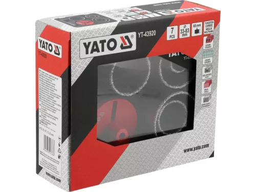 YATO Lyukfűrész készlet kerámiához és falazathoz volfrám-karbid bevonattal, 33–83 mm, 7 részes (YT-43920)