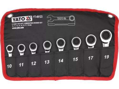 YATO Rövid racsnis csillag-villáskulcs készlet 10–19 mm, 8 részes (YT-49123)