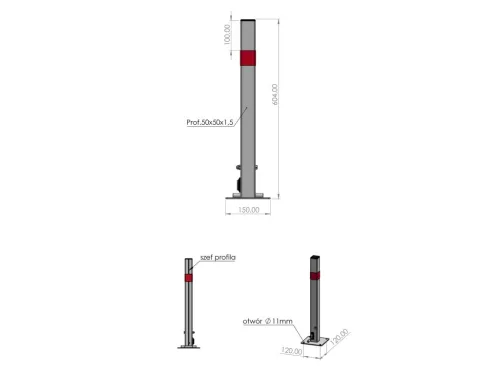 YATO Parkolóhely lezáró oszlop, lehajtható, kulcsos zárral, 600 mm  (YT-55756)