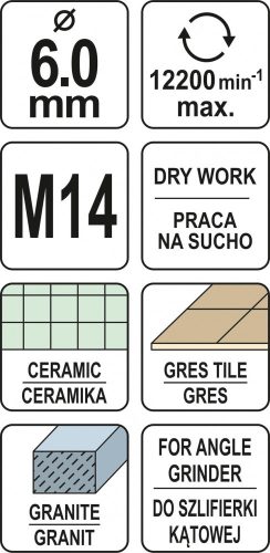 YATO Gyémánt lyukfúró kerámia gránit 6mm (YT-60441)