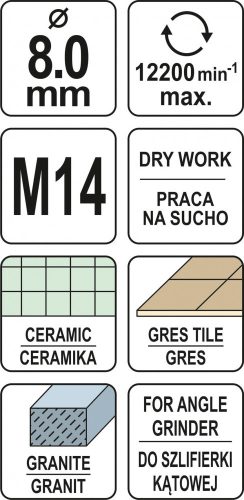 YATO Gyémánt lyukfúró kerámia gránit 8mm (YT-60442)