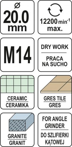 YATO Gyémánt lyukfúró kerámia gránit 20mm (YT-60444)
