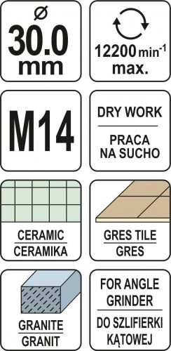 YATO Gyémánt lyukfúró kerámia gránit 30mm (YT-60445)