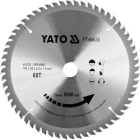   YATO Körfűrészlap fához 190 × 20 mm, 60 fogas TCT keményfém lapkákkal (YT-60636)