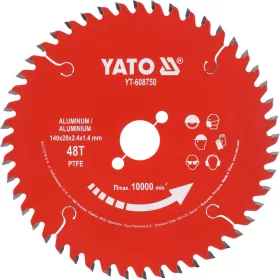   YATO Körfűrésztárcsa alumíniumhoz, TCT, 140 × 20 mm, 48 fog, PTFE bevonattal (YT-608750)