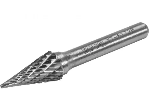 YATO Keményfém rotációs maró fémhez, hegyes, 10 mm, 6 mm-es szárral (YT-61726)