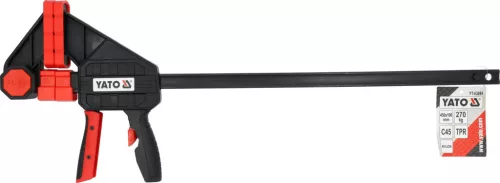 YATO Gyorsszorító 450 mm, 270 kg szorítóerő, 100 mm pofamélység, C45 acél sín (YT-63884)