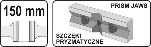 YATO Gépsatu 150 mm-es pofaszélességgel, edzett acél prizmás pofákkal (YT-65073)