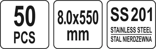 YATO Rozsdamentes acél kábelkötegelő 8 × 550 mm, 50 db (YT-70587)