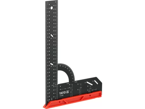 YATO Derékszög mérővonalzó 300 mm, acél testtel és beépített vízmértékkel (YT-70789)
