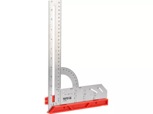 YATO Rozsdamentes acél derékszög mérővonalzó 300 mm, beépített vízmértékkel (YT-70790)