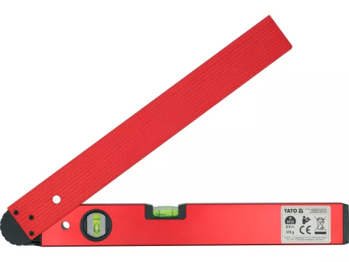 YATO Szögmérő digitális kijelzővel és vízmértékkel, 0–225°, 400 mm (YT-71010)