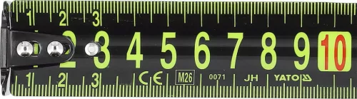 YATO Mérőszalag AUTOLOCK mechanikával, 10 m × 32 mm, 4 m-es merev kihúzással, mágneses kampóval (YT-71092)