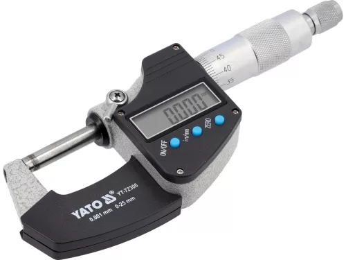 YATO DIGITÁLIS KÜLSŐ MIKROMÉTER, 0-25 MM (YT-72306)