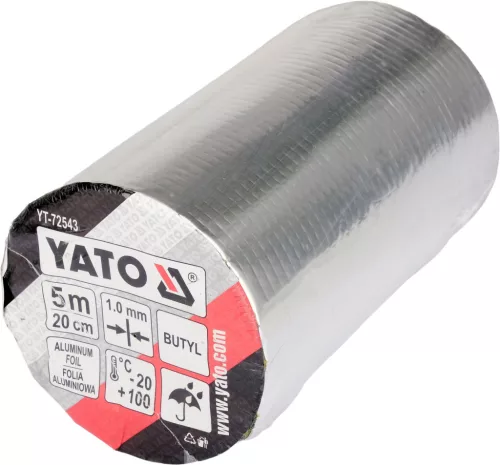 YATO Butil szalag alumínium fedőréteggel, öntapadó, 200 mm × 5 méter, 1 mm vastag (YT-72543)
