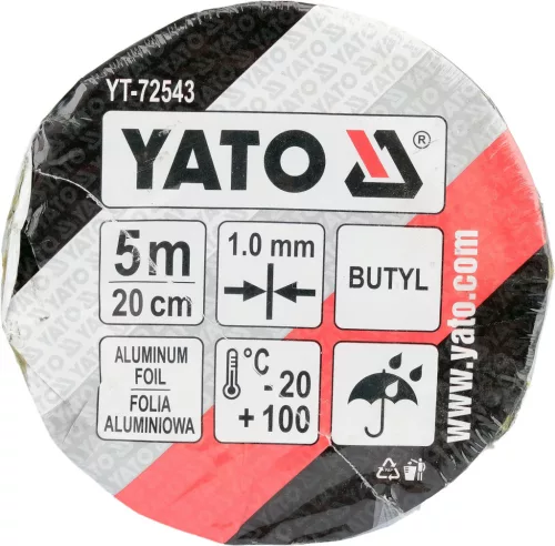 YATO Butil szalag alumínium fedőréteggel, öntapadó, 200 mm × 5 méter, 1 mm vastag (YT-72543)