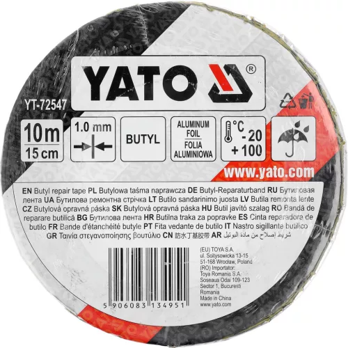 YATO Butil szalag alumínium fedőréteggel, öntapadó, 150 mm × 10 méter, 1 mm vastag (YT-72547)