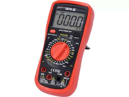 YATO Digitális multiméter True RMS, 600 V, 20 A, NCV, 60 MHz frekvenciaméréssel (YT-73083)