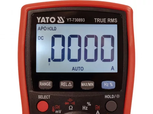 YATO Digitális multiméter True RMS AC/DC, 1000 V, 20 A, NCV, 19 999 kijelzési érték (YT-730893)