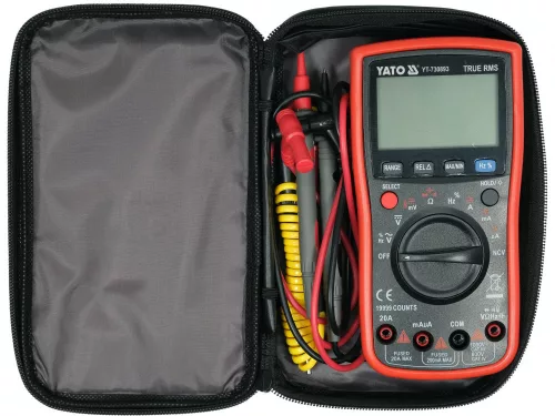 YATO Digitális multiméter True RMS AC/DC, 1000 V, 20 A, NCV, 19 999 kijelzési érték (YT-730893)