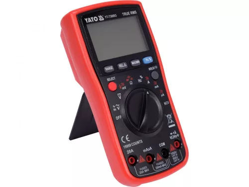 YATO Digitális multiméter True RMS AC/DC, 1000 V, 20 A, NCV, 19 999 kijelzési érték (YT-730893)
