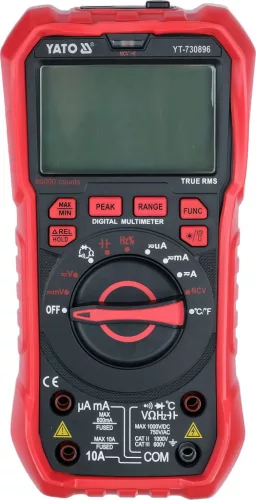 YATO Digitális multiméter True RMS, 60 000 count, 1000 V DC / 750 V AC, NCV és hőmérsékletméréssel (YT-730896)