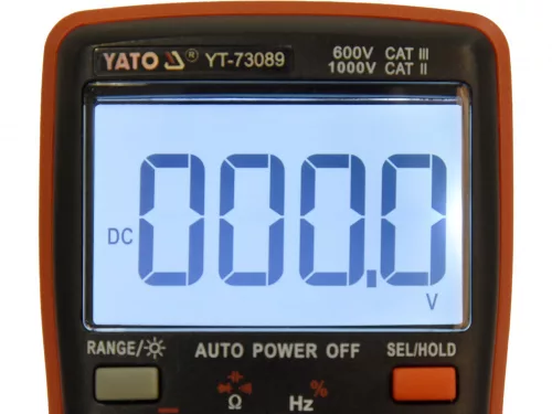 YATO Digitális multiméter True RMS, 1000 V, 10 A, automata méréshatár, négyszögjel-generátor (YT-73089)