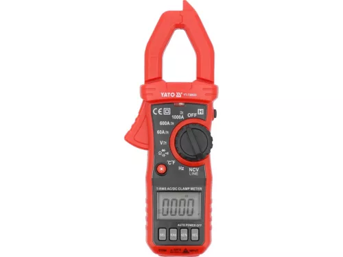 YATO Lakatfogó multiméter True RMS AC/DC, 10 mA–1000 A, 1000 V, NCV, indulóáram-méréssel (YT-730933)
