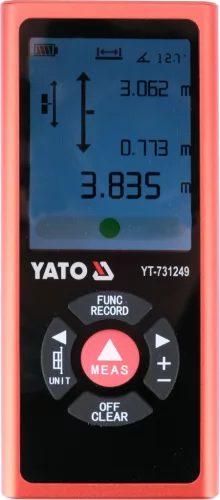 YATO Kétirányú lézeres távolságmérő 2 × 60 m, max. 120 m, színes TFT kijelzővel (YT-731249)